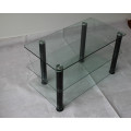 3 Shelves Clear Glass TV Stand